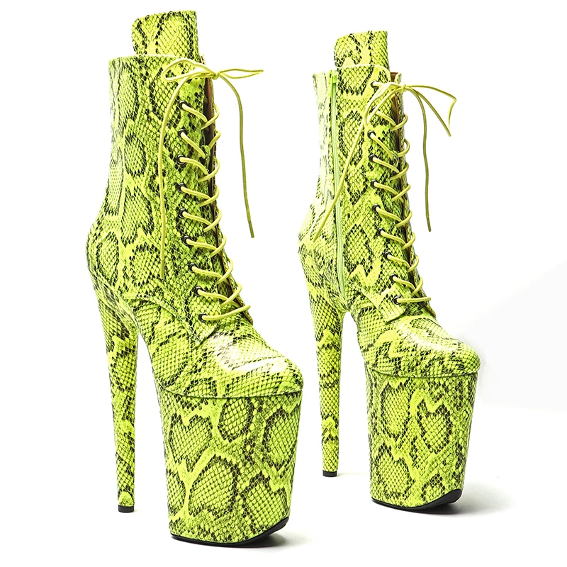 Leecabe  23CM/9inches Snake upper Trend fashion platform High Heels party stripper heel Pole Dance boots