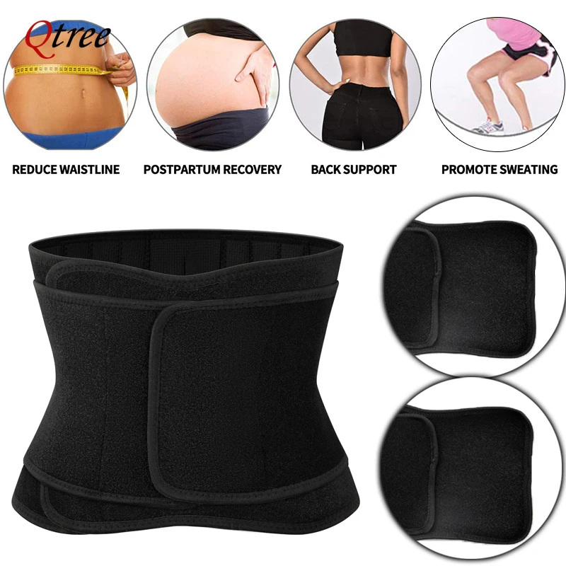 Qtree Waist Trainer Cincher Belt for Women Tummy Control Sauna Sweat Trimmer Body Shaper Sport Girdle Workout Slim Belly Band