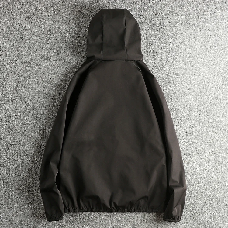 2025 Autumn New Japanese Vintage Hard-shell Waterproof Fabric Outdoor Hooded Windbreaker Men's Fashion Loose Casual Cargo Coat