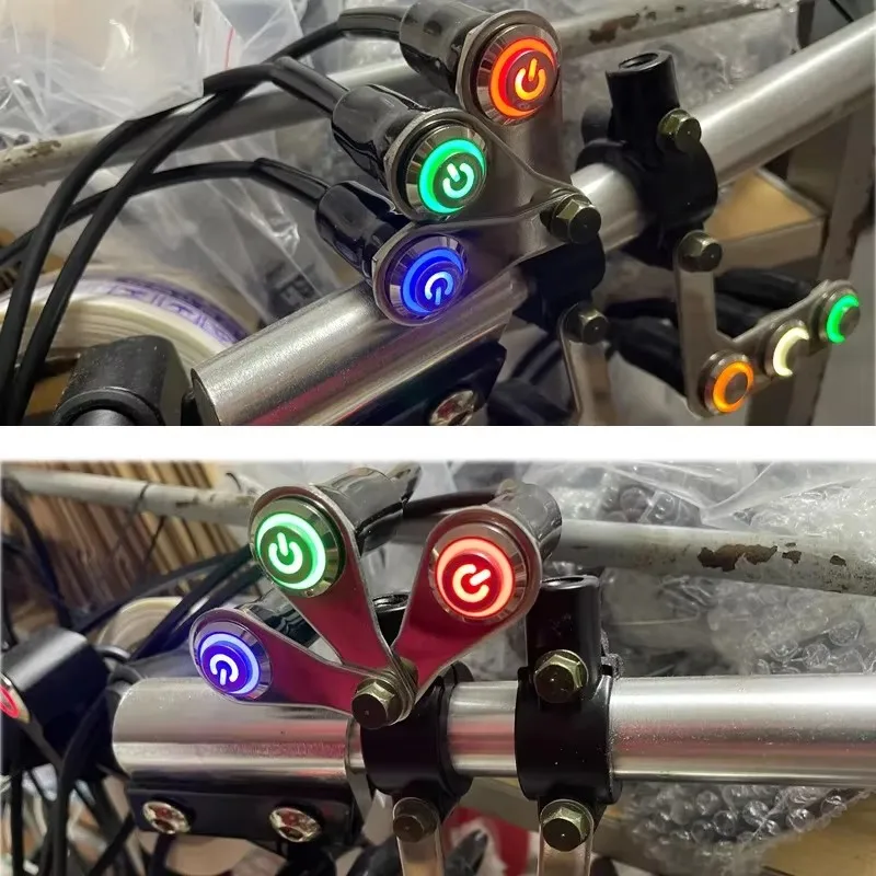 Motorcycle LED Switch Handlebar Mount Aluminum Alloy Waterproof 12V Fog Light Lamps Stainless Steel Moto Horn Push Button Switch