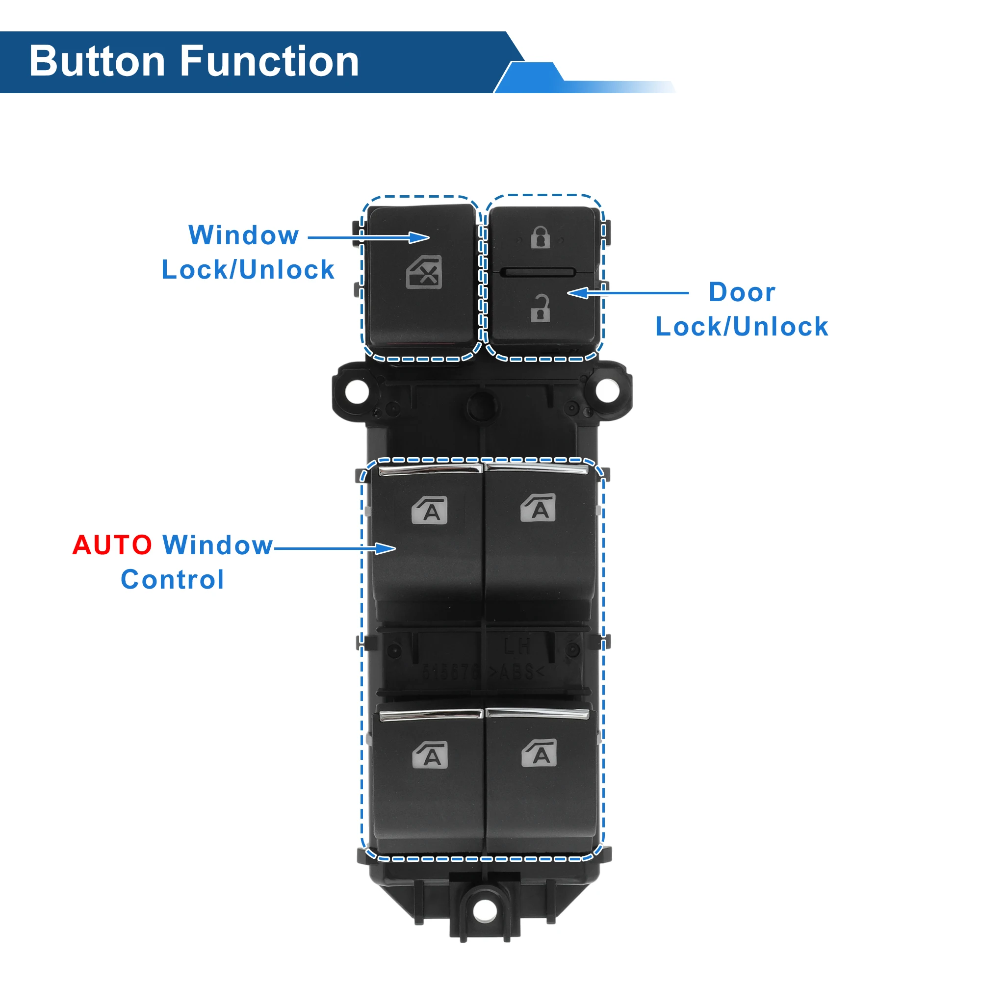 

UXCELL передний левый переключатель стеклоподъемника со стороны водителя для Toyota C-HR 2018-2019, переключатель управления окном No 84040F4020, черный