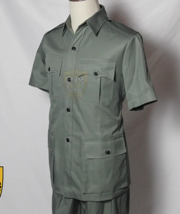 

Chinese Hong Kong 80S Uniform Green Summer Suit Vintage Include Tops Pants Copy