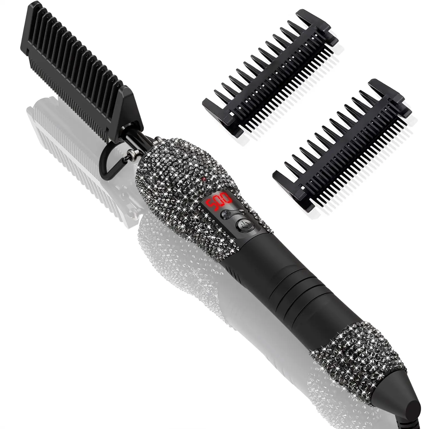 

Digital Diamond Hot Comb with Adjustable Temperatures, Temperature Lock, 13.1x2.3 inches, Black, for All Hair Types