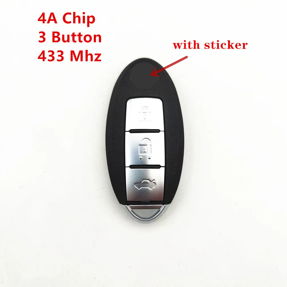 keyless 3 buttons Smart Remote Car key Fob 433mhz 4A Chip For Nissan Xtrail X-Trail Qashqai 2014 2015 2016 2017 S180144104