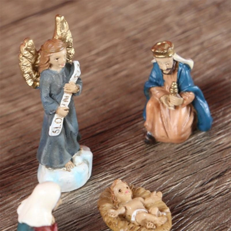 Christ Nativity Statue Scene Set Baby Jesus Manger Figurines Resin Crafts Miniatures Religious Ornament Church Gift top sale