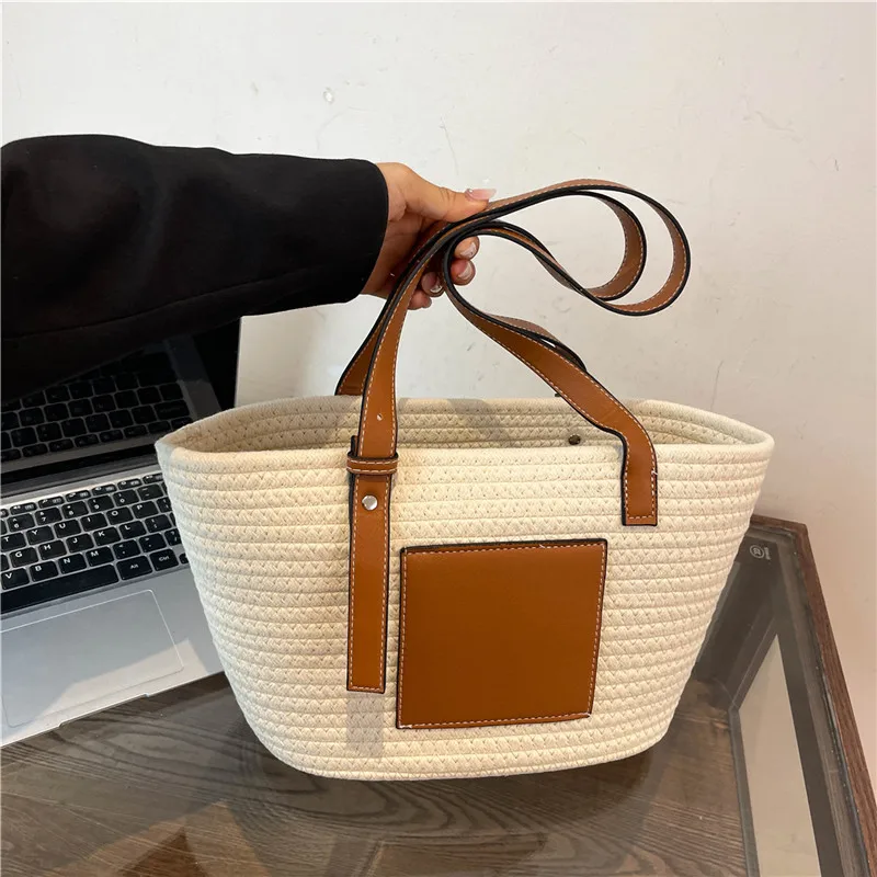 

Sli Повседневная тканая сумка женская, лето 2023, корейская версия, модная большая сумка, пригородная сумка на одно плечо