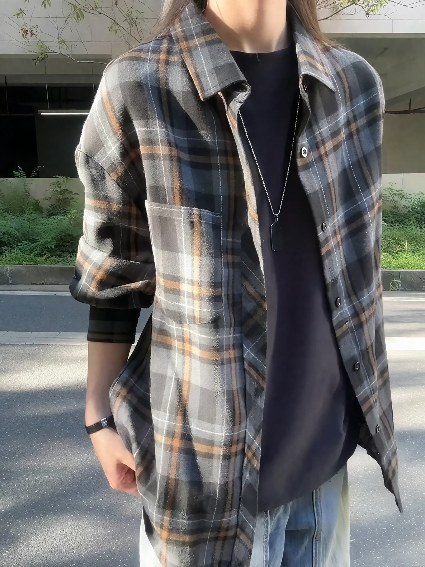 

Мужская демисезонная куртка в американском ретро-стиле, свободного кроя, в клетку, для пар, повседневная, деловая