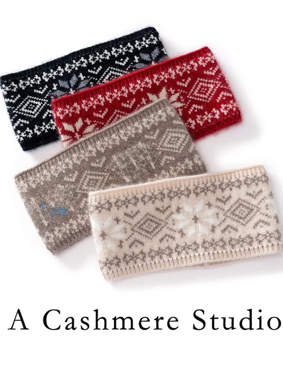 暖かい耳当て付きカシミヤヘアバンド-秋冬新作-おしゃれなヘアアクセサリー-中国製-ノーブランドデザイン