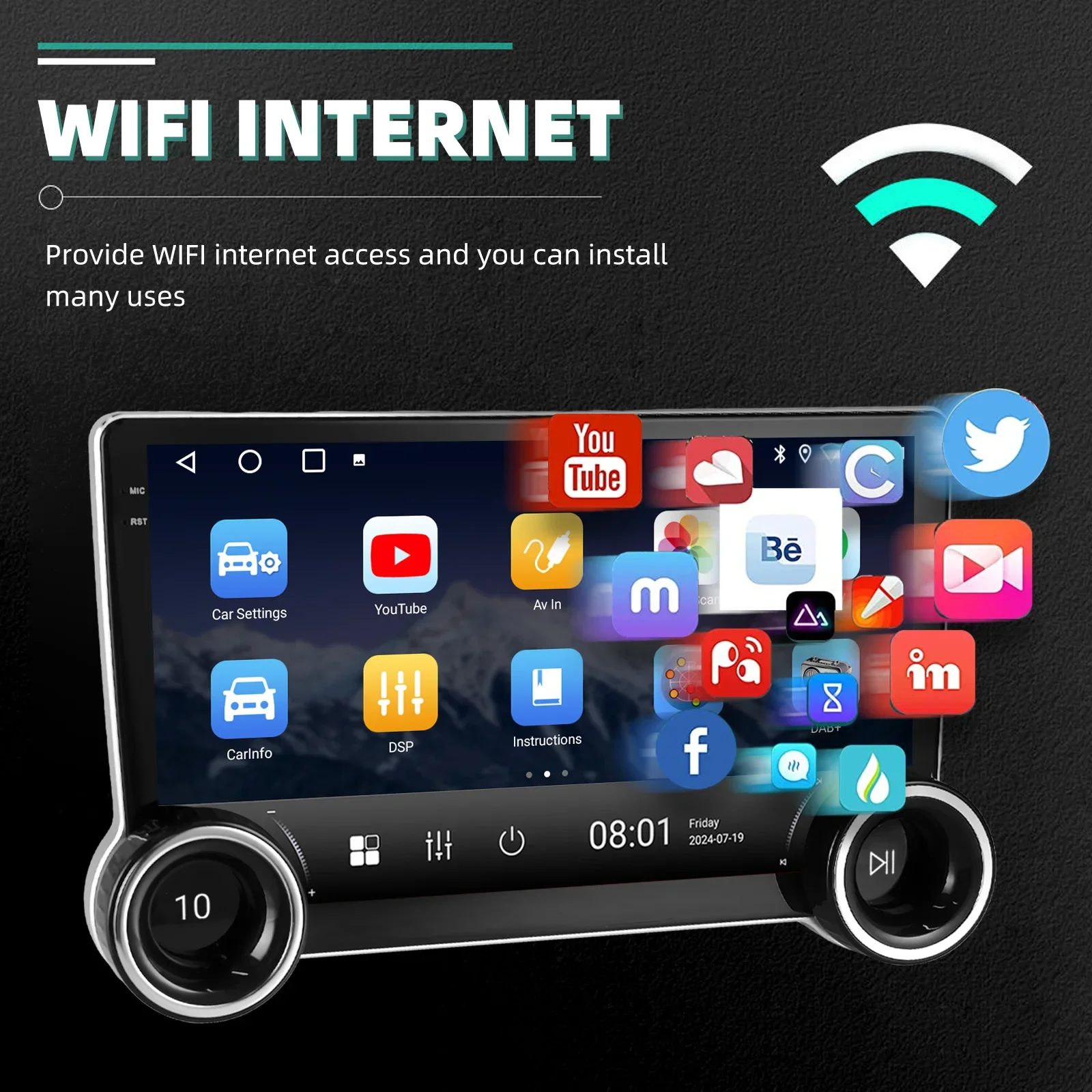 ESSGOO 10'' 32/64G Android 15 Autoradio Für Seat Ibiza 6J 2009-13 Carplay Android Auto GPS Navi WIFI BT FM RDS Mit Doppel Knopf – Detail 10