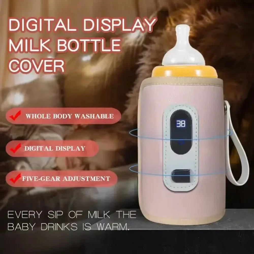 Portable Baby Bottle Insulation Sleeve, Baby Milk Insulation Device with LCD Screen, USB Insulation Bottle for Car Travel