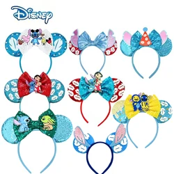 Lilo & Stitch Mickey Mouse Headbands for Girls Women Leaves Ears Hair Bands Angel Mad Hatter Hair Accessories Sequins Headwear