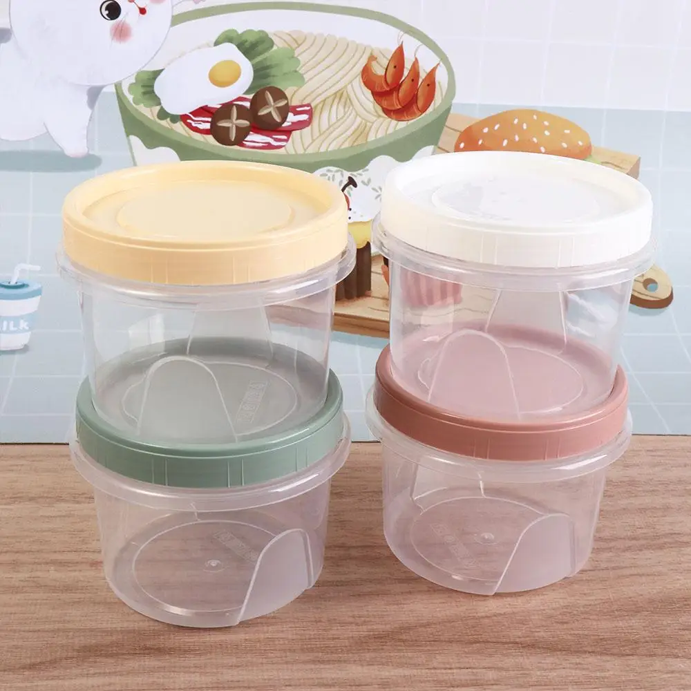 500ml Round Food Fresh Keeping Box with Lids Plastic Grains Storage Jar High Temperature Resistant Microwaveable