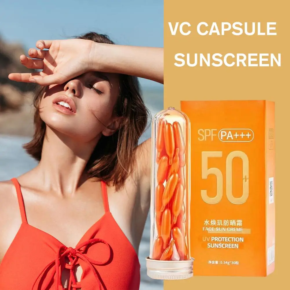 

Pinch Capsule Sunscreen Cream SPF50 PA+++ Moisturizing Isolation Capsule Sweatproof And Fast Forming Film Lightweight Water A1Z7