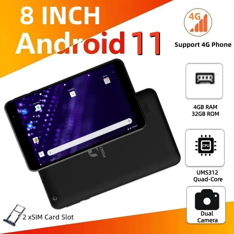

Новый Type-C 8 дюймов Android 11 планшетов ПК 4G телефон GSM UMS312 четырехъядерный процессор 4 ГБ ОЗУ 32 ГБ ПЗУ 1280 x 800 пикселей
