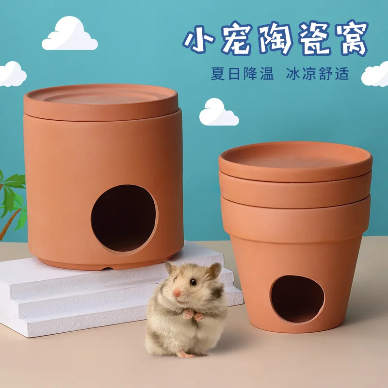 Hamster Cooling Red Pottery Igloo Heat Dissipation Breathable Golden Bear Summer Air Conditioning Nest Villa