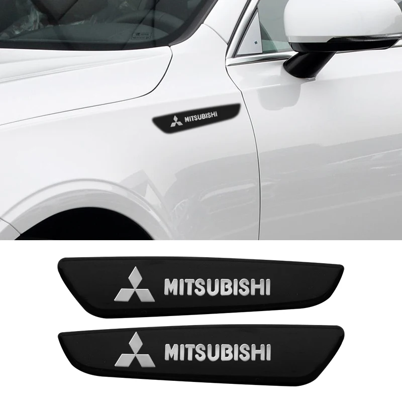 2PCS 3D Metal Car Styling Side Fender Body Decor Stickers For Mitsubishi Lancer 9 10 Outlander 3 Asx L200 Pajero Accessories