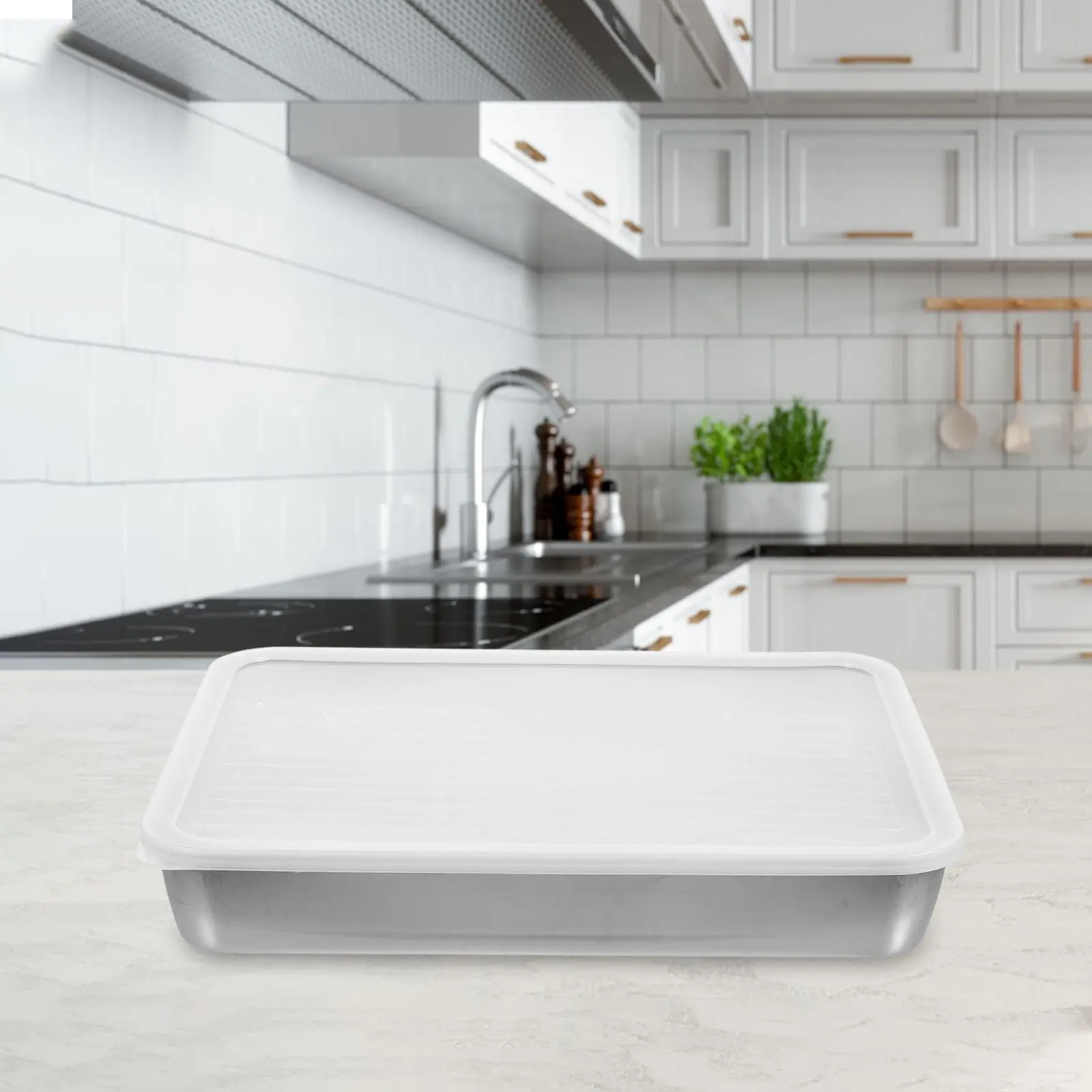 Heavy Duty Stainless Steel Rectangular Roasting Pan with Elevated Wire Rack Baking Tray for Turkey Roast Cookies Vegetables Oven