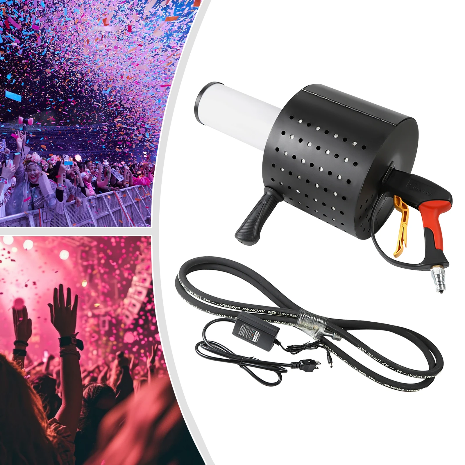 

LED Confetti Gun with CO2 Shooter, 7-Color LED, 6-8 Meter Confetti Spray, Manual Control for Concerts, Clubs, and Stage Events
