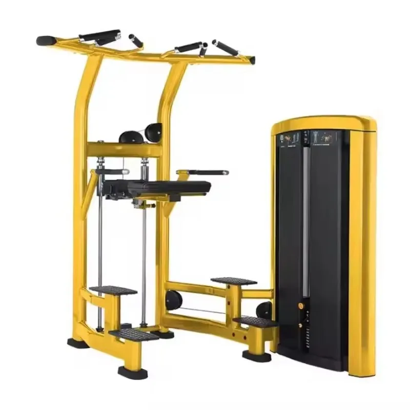 

Needle-loaded dip/chin-assisted pull-up machine for bodybuilding targets, chest, legs, and body fitness