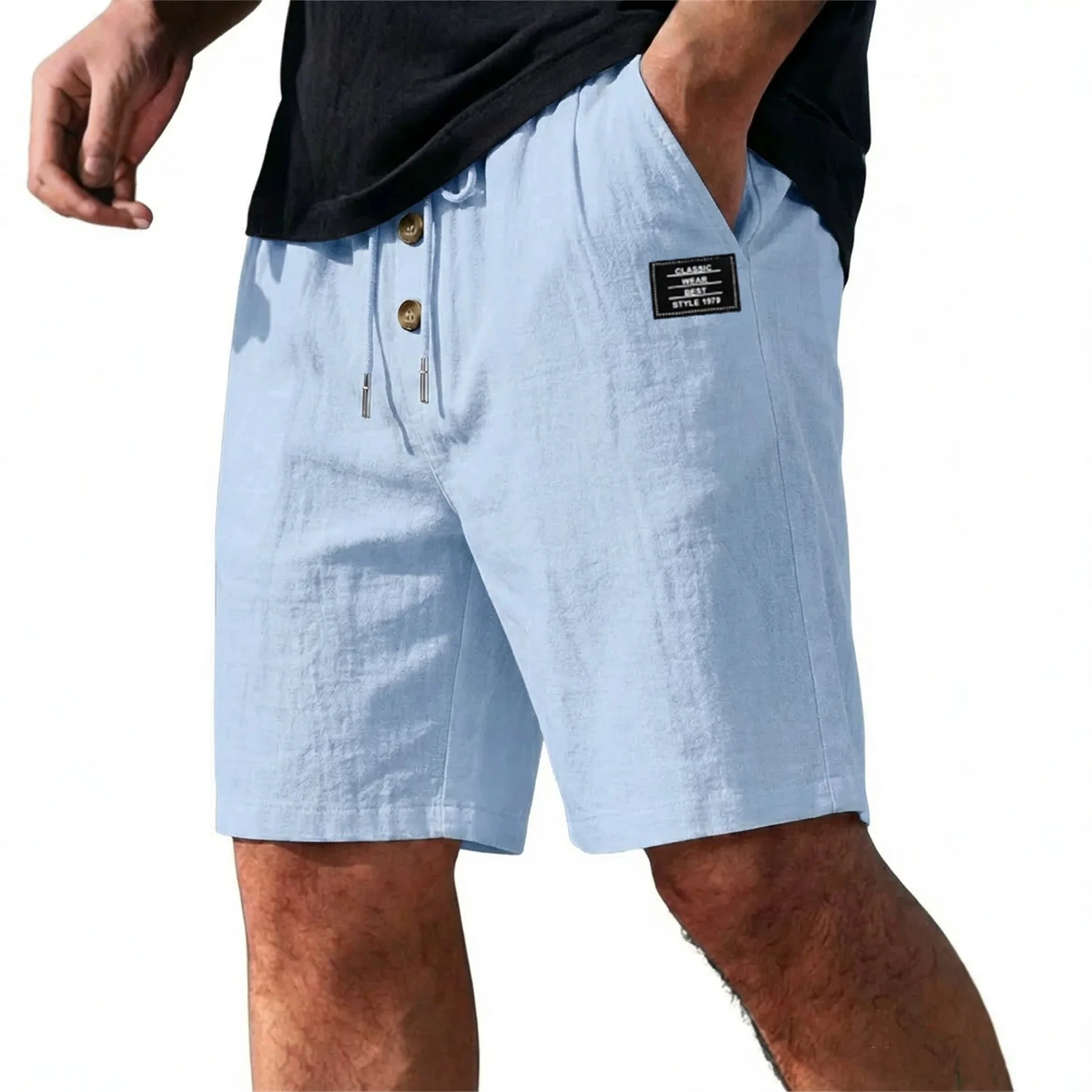 New Men's Cotton Linen Shorts Pants Male Summer Breathable Solid Color Linen Trousers Beach Shorts Fitness Streetwear