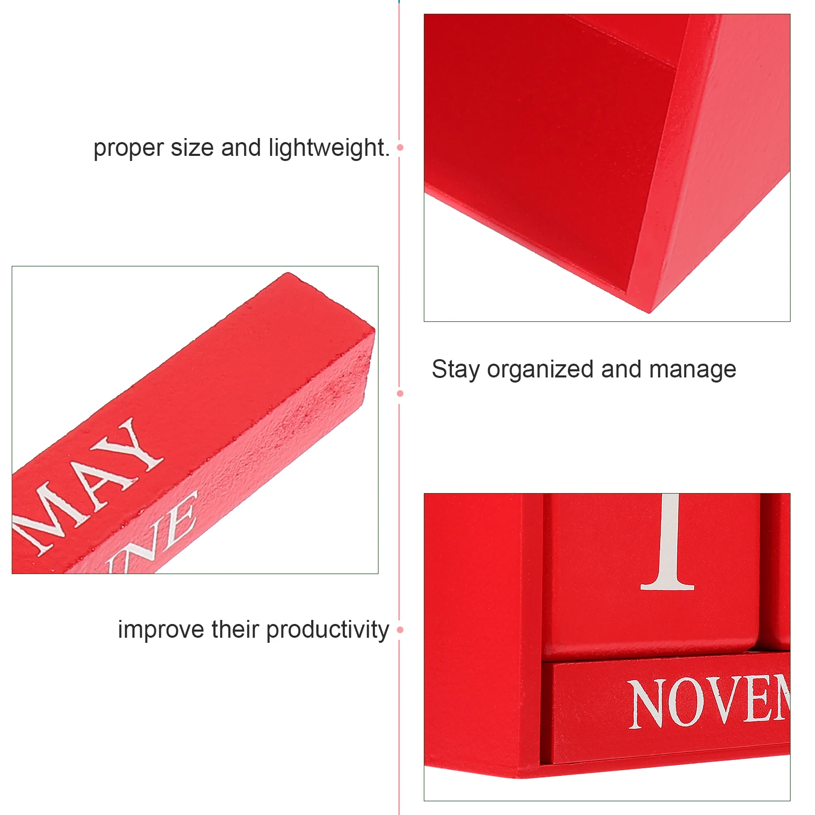 Wooden Calendar Chic Office Desk Decorations Desktop Daily Use for Home