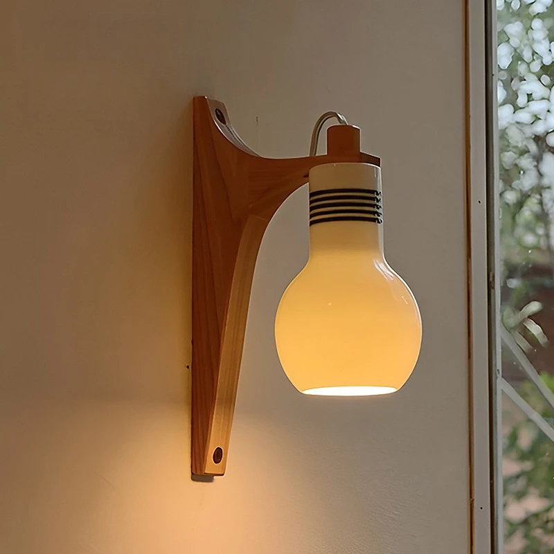 

Retro Glass Wall Lamp for Bedroom Balcony Light Luxury Lantern Lamp Wabi Sabi Style Hallway Entrance Lighting Fixtures