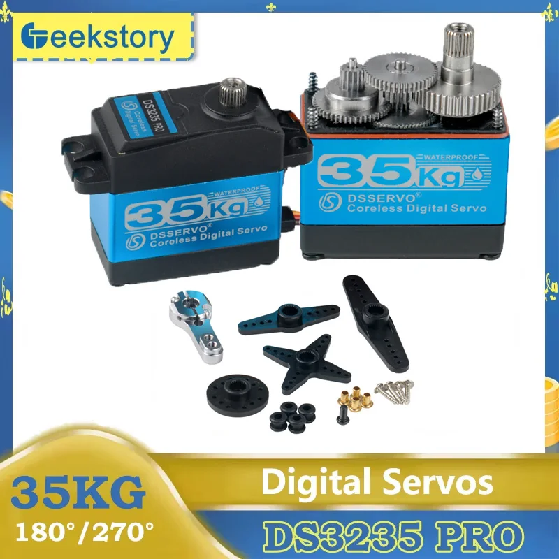 

35 кг DS3235 PRO цифровой сервопривод стальные шестерни 180/270 градусов бессердечный двигатель с сервоприводом 25T DIY игрушки детали для модели автомобиля/робота
