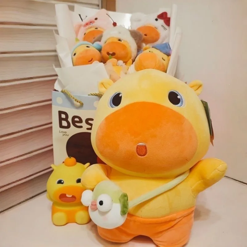 Plush Doll Orange Capybara Lulu Soft Stuffed Toy Pufferfish Crossbody Bag Throw Pillow For Sofa Home Decoration Adult Gift