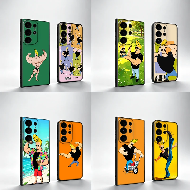 J-Johnny B-Bravo Anime Phone Case For Samsung S25Edge S26FE Galaxy S22 S25 S24 S26 Ultra S21 S23 S20 Plus Cover Black Shell Coqu
