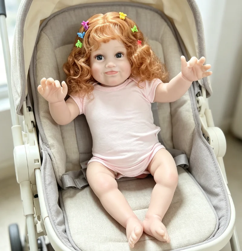 Reborn Milicent 60CM Toddler Baby Girl Soft Cloth Body with Hand Painted 3D SKin Hand-Root Hair High Quality Bebe Dolls Gift