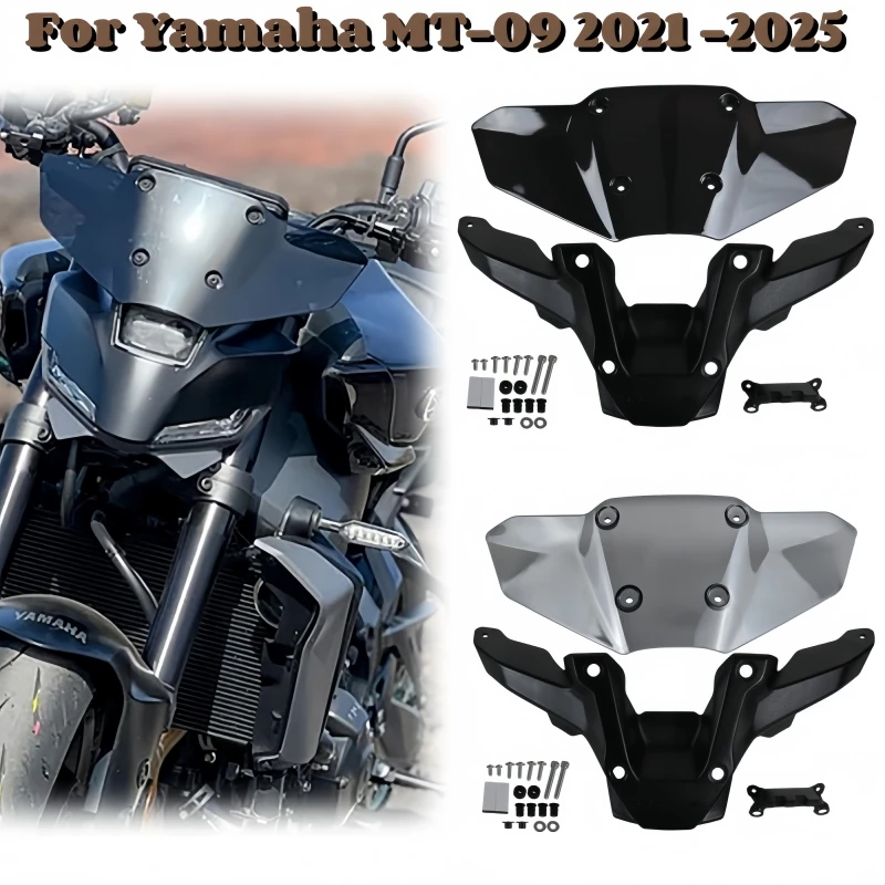 Motorcycle front guide small wind deflector windshield panel for Yamaha MT 09 MT-09 2021 2022 2023 2024 2025