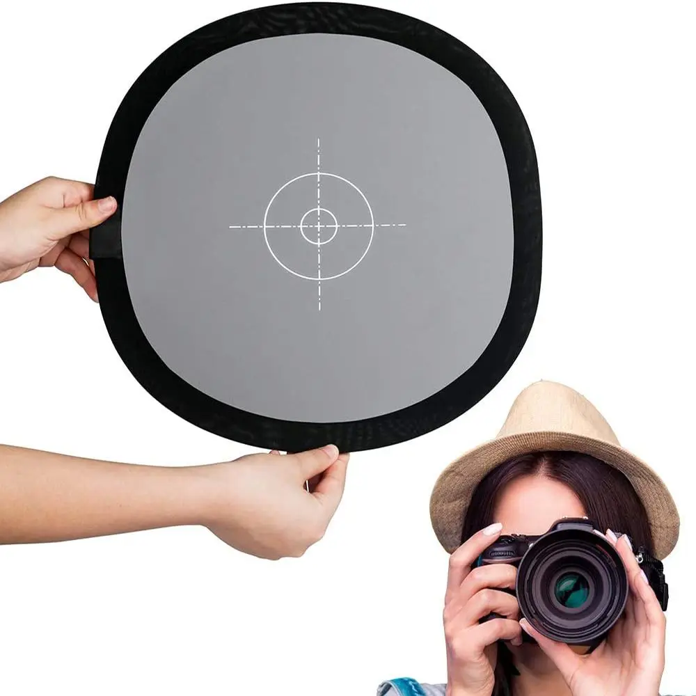 60x60cm Foldable Double Face Camera Focus Board Grey/White Balance Card 18% Reflector Two Sides