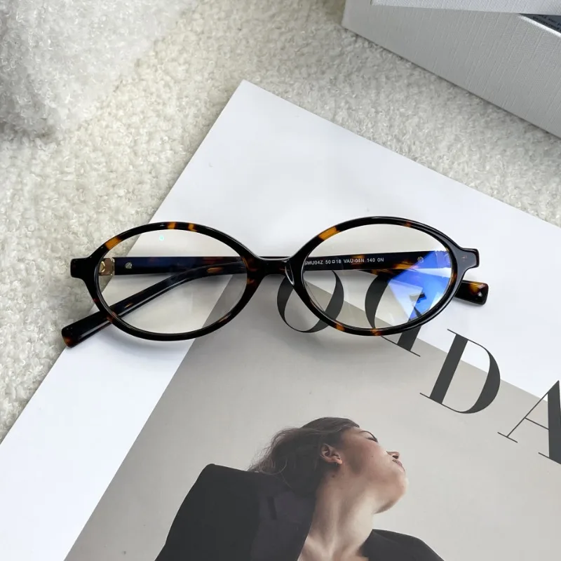 

04Z Bookworm Retro Leopard Print Korean Plain Plain Flat Myopia Glasses Fashion Women Customized Prescription Anti-blue Light.