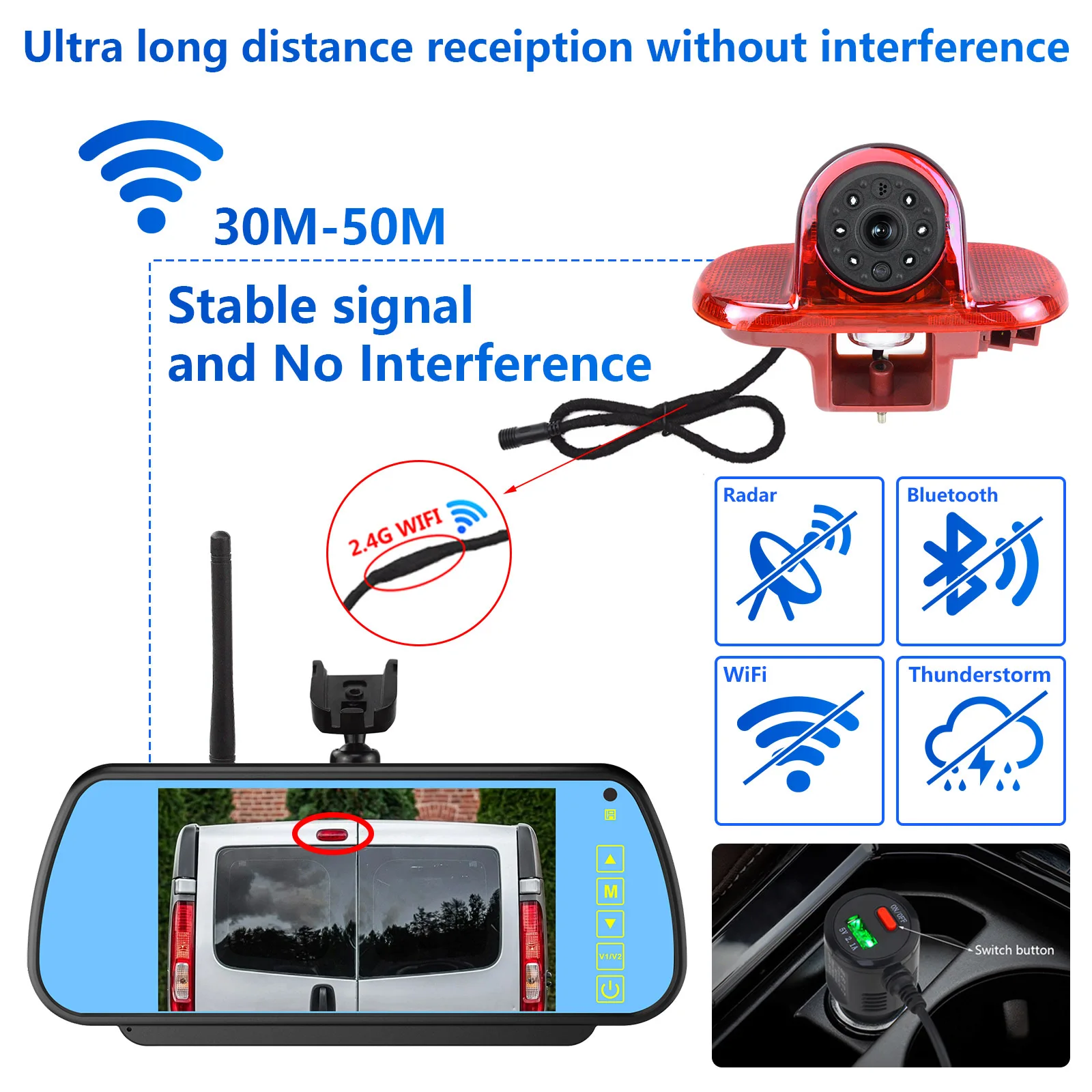 The new wireless camera + 7-inch mirror kit is suitable for Renault Triflex, Opel/Vauxhall Vivaro (2001 - 2014 model) vehicles. - Image 5