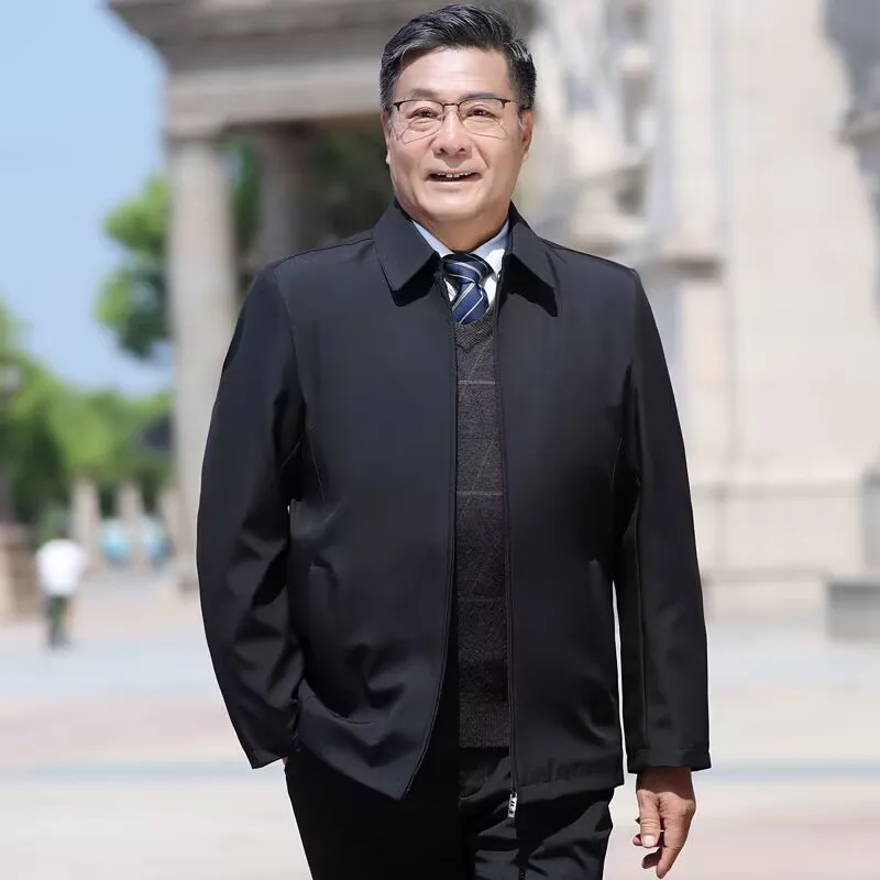 سترة كاجوال رسمية للرجال متوسطي العمر لفصلي الخريف والربيع، مصنوعة من نسيج البوليستر، مقاس منتظم، ملابس عمل بأسلوب إداري #3