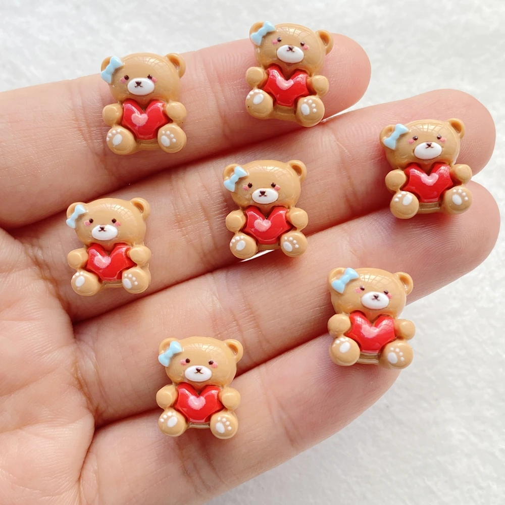 20Pcs Cute Resin Little Bear Flat Back Ornament Jewelry Making Manicure Hairwear Accessorie