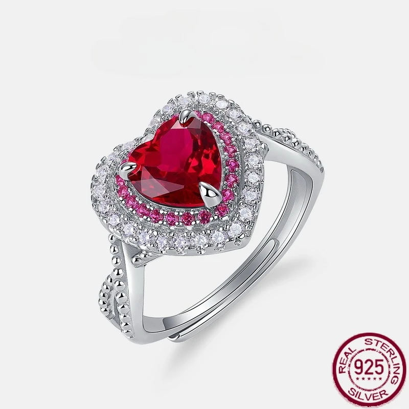 

New S925 Pure Silver Love Cultivation Red Treasure Full Set Colorful Jewelry Handmade Light Luxury Versatile Wedding Jewelry