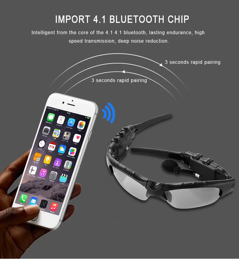 

Stereo Earphones Wireless Headset with Mic Glasses Sunglasses for Driving Cycling Sports Noise Reduction Headphones