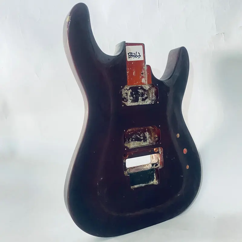 EB363  Floyd Rose Tremolo Style Electric Guitar Body  Wine Red Color Unfinished for DIY Replace HH Pickups