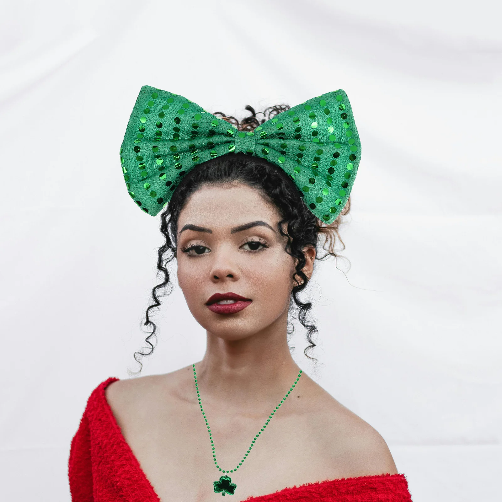 1Set St Patrick's Day Kostuum Accessoires Groene Klaver Hoofdband Ketting Armband Set voor Vrouwen Feestelijke Sieraden