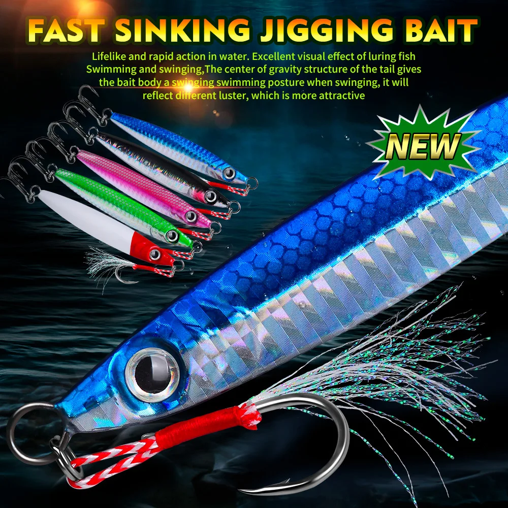 1 Stück Sinkender Metall-Jigkopf Eisenblei-Fischköder 10g 6,1cm 3D Bio-Mimetischer Köder für Bootsangeln & Meeresangeln Eisenblei-Köder