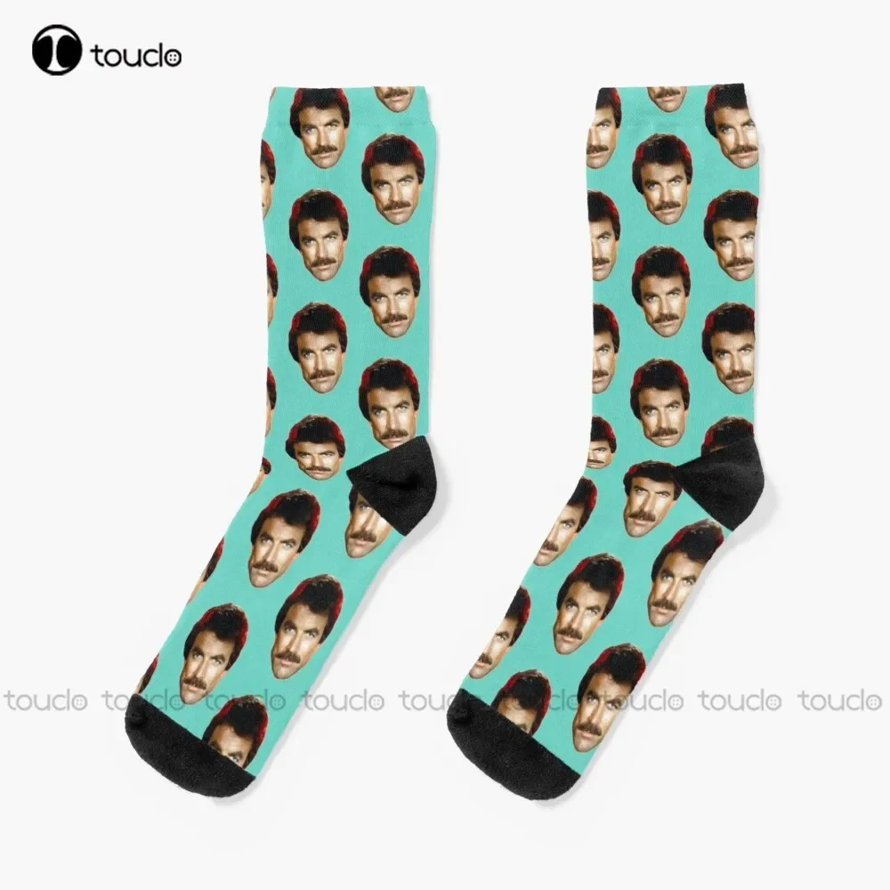 

Tom Selleck Socks Funny Socks For Women Cartoon Comfortable Best Girls Sports Street Skateboard Socks 360° Digital Print Retro