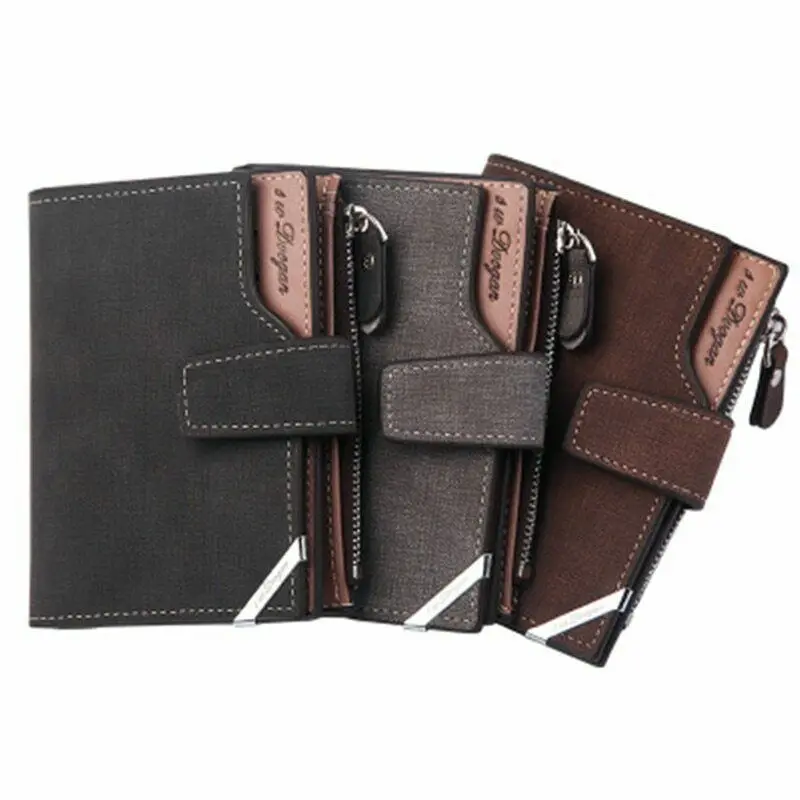 

Men's Wallet Leather Card Bag Zipper Buckle Triangle ID & Document Holder Wallet Vintage Purse Card Wallet Men Women Card Holder