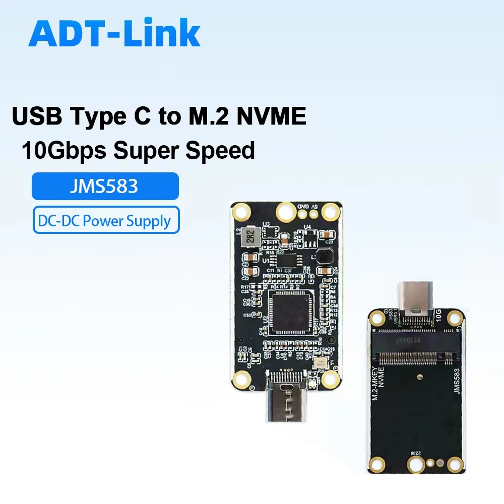 USB Type-C 10Gbps M.2 NVME Adapter JMS583 PCBA M Key PCIE SSD Converter DC-DC 2230 Bare PCB Hard Drive Enclosure Adapter Card