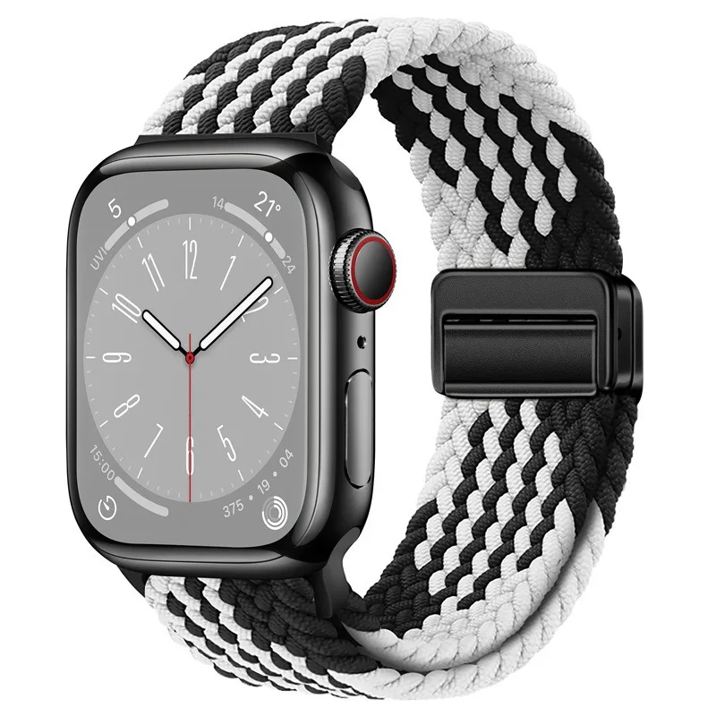 Gevlochten band voor Apple Watch-band 44 mm 40 mm 45 mm 46 mm 49 mm 41 mm 38 Magnetische nylon armband iWatch-serie se 7 6 8 9 10 Ultra 2