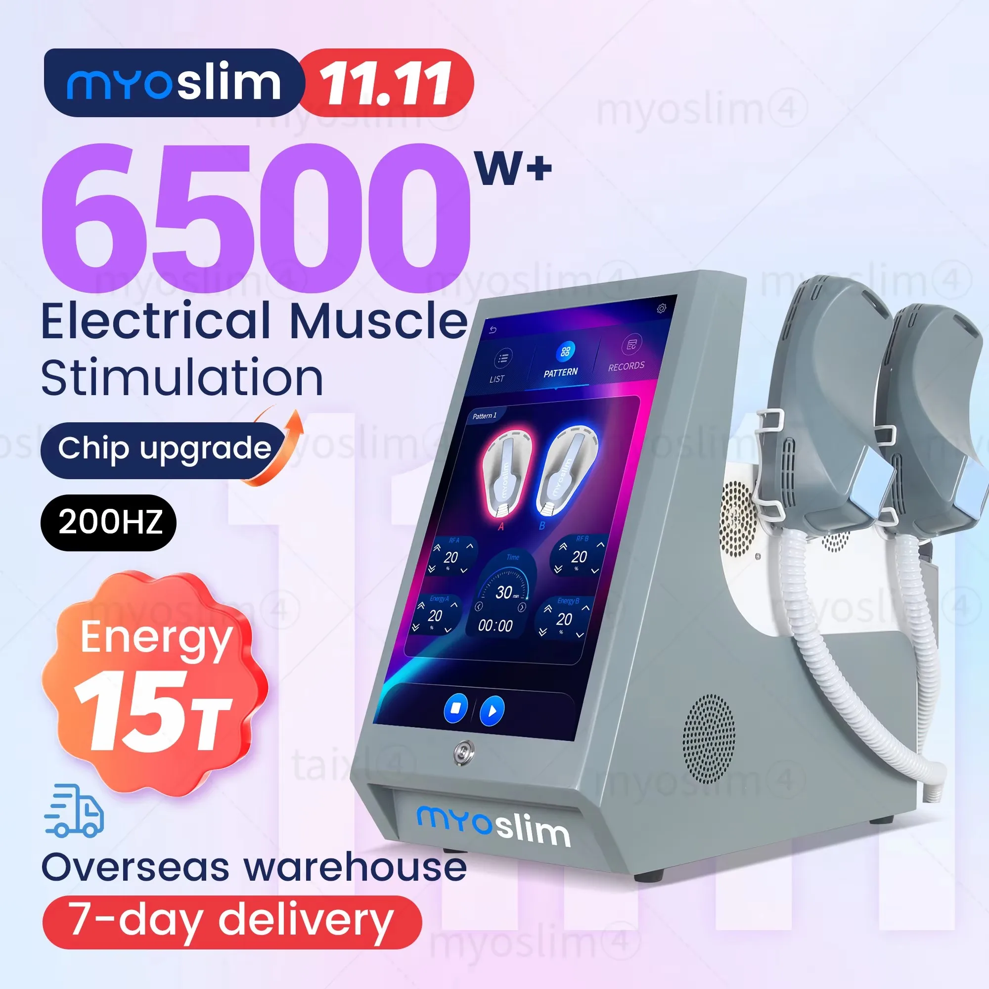

Аппарат для коррекции фигуры Myoslim Neo Body Sculpting Machine, 6500 Вт, 200 Гц, радиочастотный (RF) стимулятор мышц