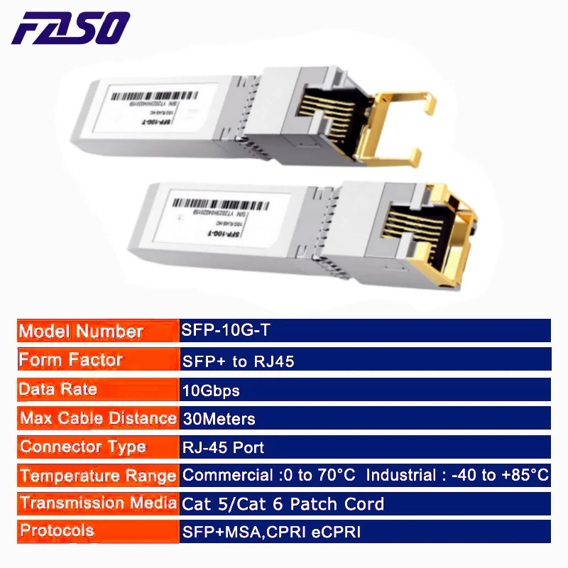 10Gb SFP+ to RJ45 Transceiver Module 10GBase Ethernet RJ45 Copper Module For Cisco/Mikrotik/Netgear/TP-Link Fiber Optical Switch