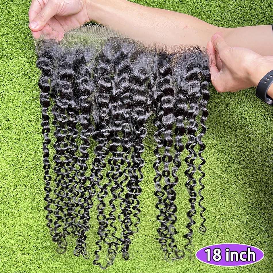 

13x6 HD Lace Frontal Deep Curly Human Hair # Натуральный цвет 1B, предварительно выщипанные и обесцвеченные узлы, невидимое кружево, 100% натуральные необработанные человеческие волосы