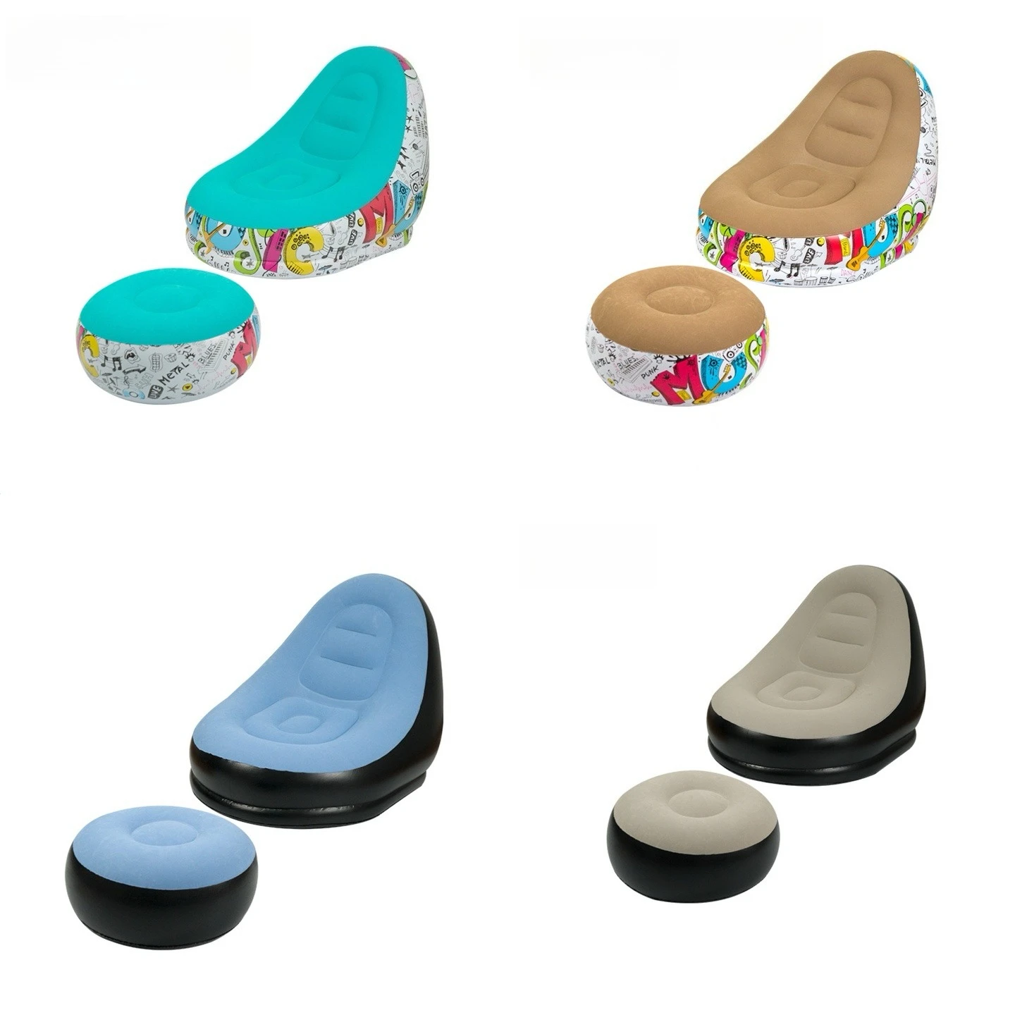 Outdoor Inflatable Sofa Chair, Thickened Flocked Lazy Sofa, Portable Camping Lounger for Indoor Bedroom Home Leisure