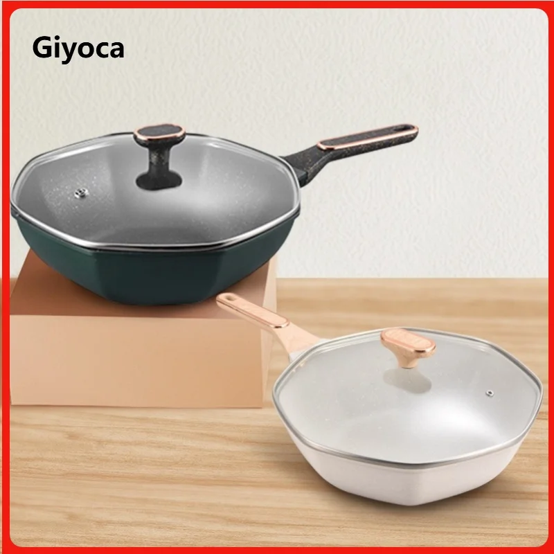 

Giyoca Spot Goods 30/32cm Non-stick Wok Star Anise Pot Frying Pan Aluminum Skillet Kitchen Multi-function Medical Stone Wok